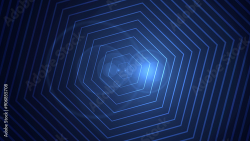 Cyberpunk trendy hexagon background. Hexagon geometric digital data tunnel flowing creative innovation backdrop. Seamless game hex pattern grid cinematic energy lighting footage. Portal space opening