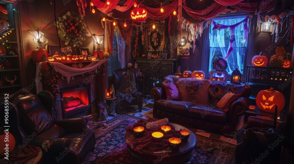 inside a halloween decoration at night inside a halloween decoration at night