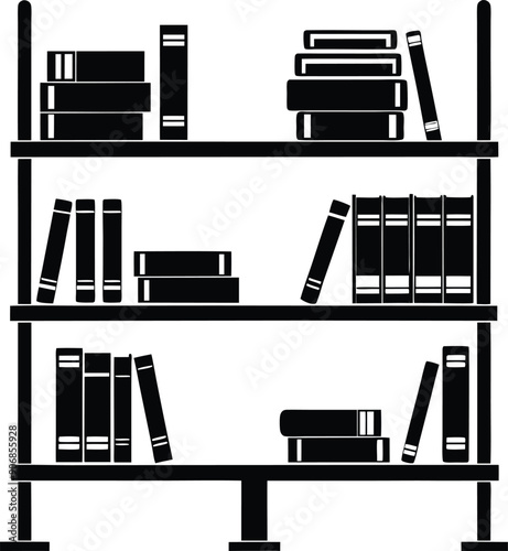 bookself silhouette illustration black and white photo