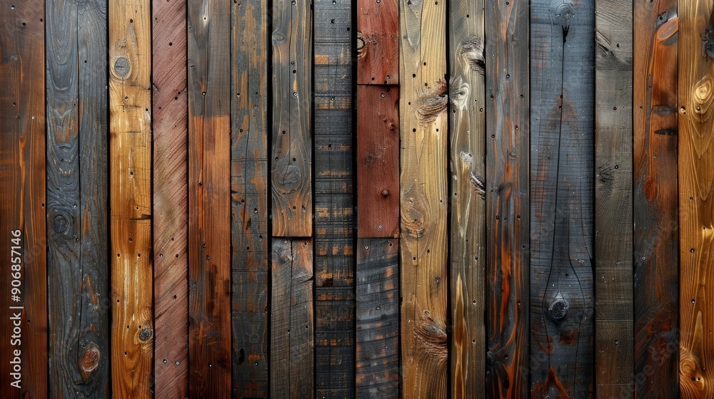 Wooden planks with varied colors and textures on rustic background Wooden planks with varied colors and textures on rustic background