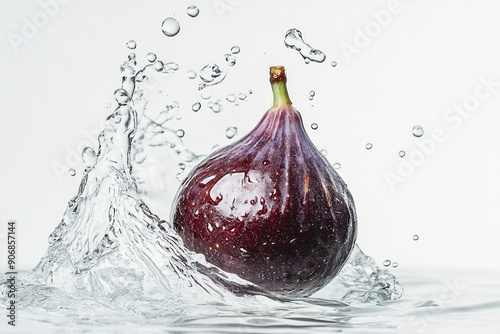 A whole fig falling into water photo