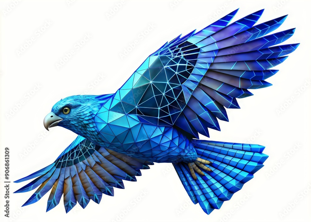 Obraz premium Stunning Blue Eagle Digital Artwork Captivating Modern Polygonal Design