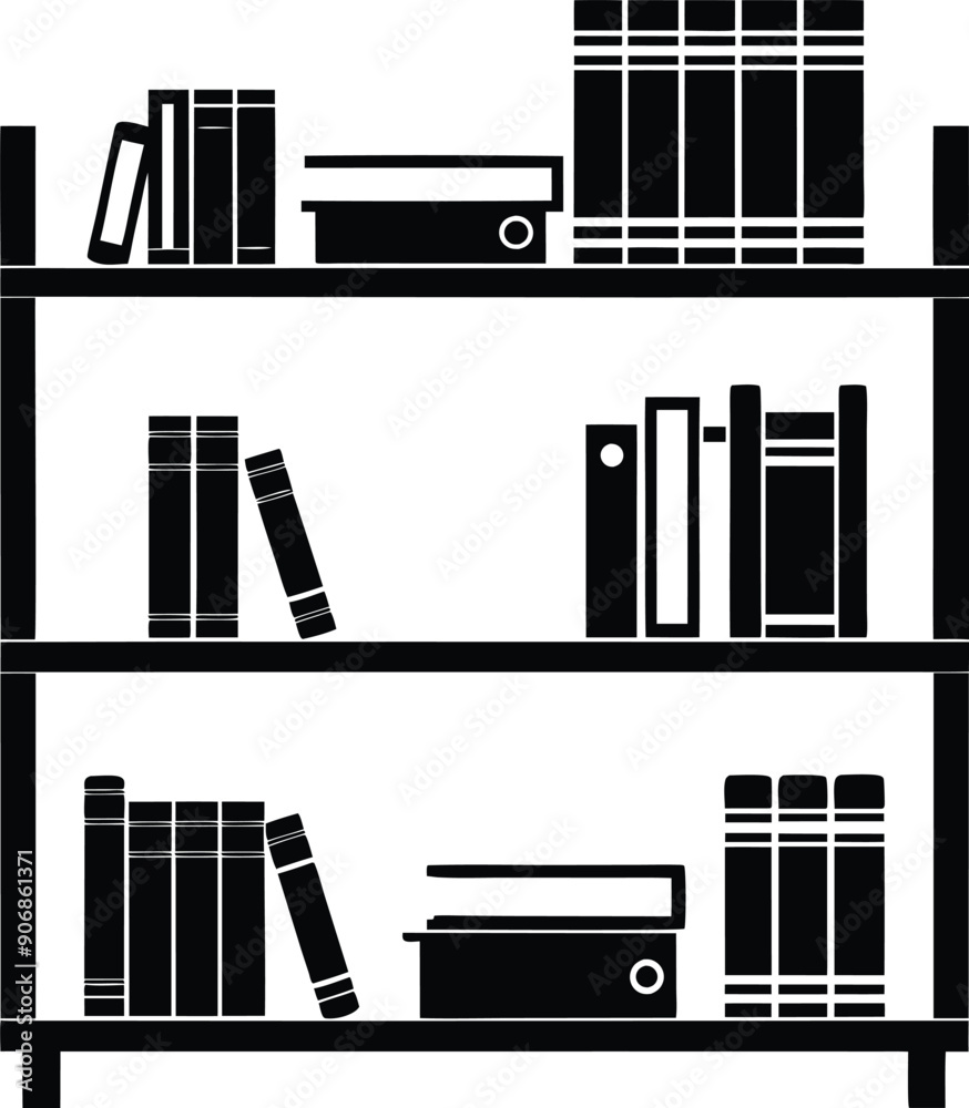 bookself silhouette illustration black and white bookself silhouette illustration black and white