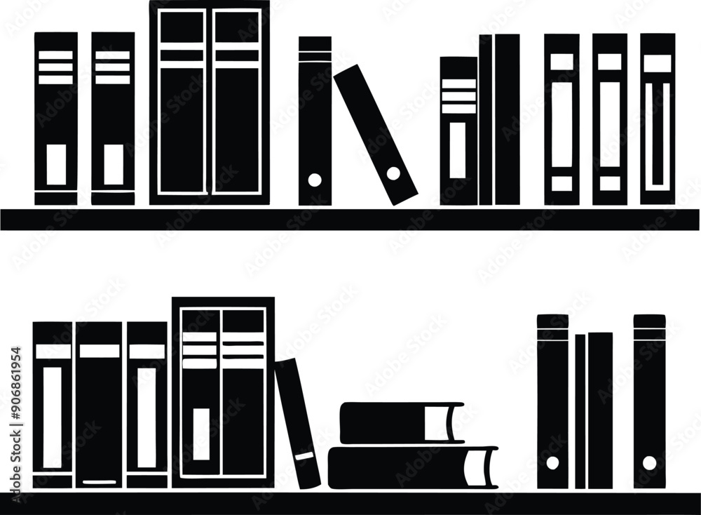 bookself silhouette illustration black and white bookself silhouette illustration black and white