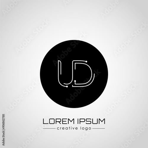 The creative logo is the letter U and D. A design element of a logo, business card, corporate sign or monogram. The idea of a thematic design