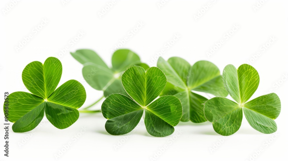 Fresh green clover leaves isolated on pure white background Fresh green clover leaves isolated on pure white background