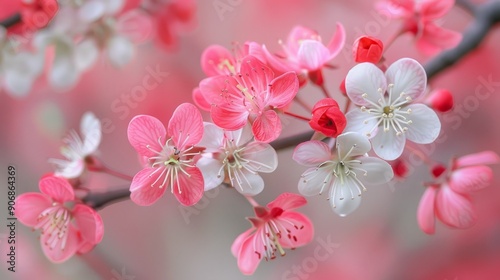 Wallpaper Mural Delicate pink, red, and white blossoms in springtime bloom Torontodigital.ca