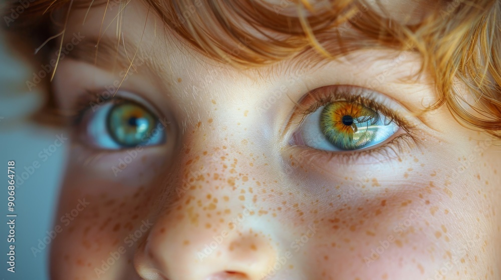 portrait of cute caucasian boy 8-10 years old with smile sincerely looking at camera, close-up of child's eye portrait of cute caucasian boy 8-10 years old with smile sincerely looking at camera, close-up of child's eye