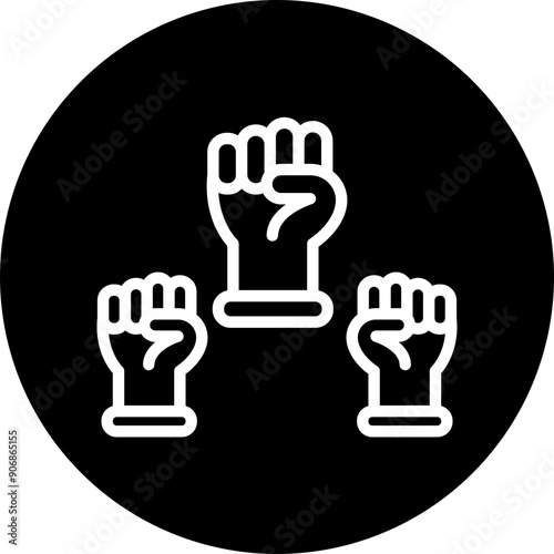 Protest Vector Line White Circle Black