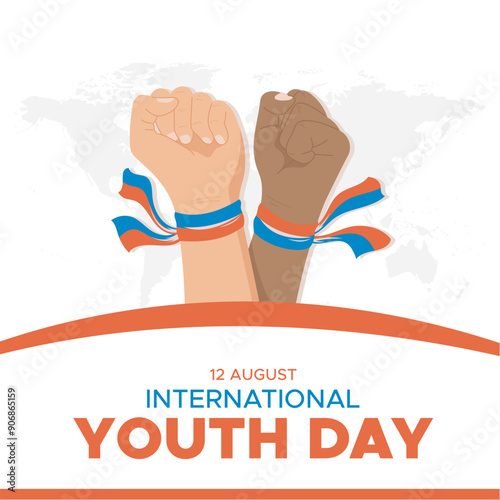 International Youth Day held on 12th of August, International Youth Day stock illustration and editable template. eps file.