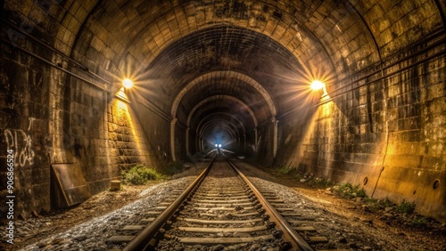 Abandoned Railway Tunnel with Light at End