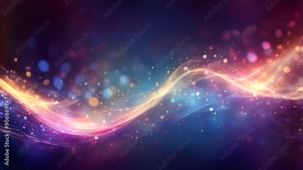 Abstract Glittering Wave with Bokeh Lights Abstract Glittering Wave with Bokeh Lights