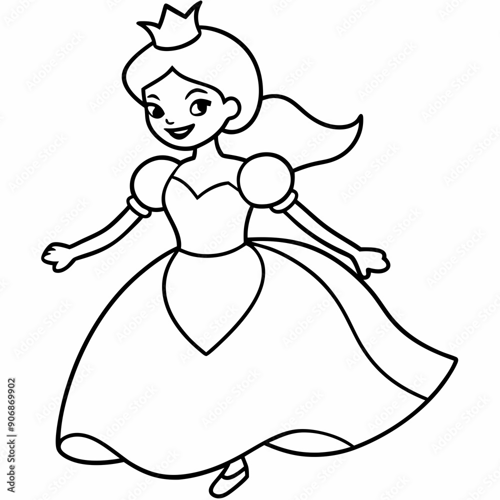 Stylish Princess playing art vector illustration Stylish Princess playing art vector illustration
