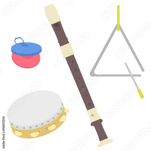 リコーダーとタンバリンとトライアングルとカスタネット
