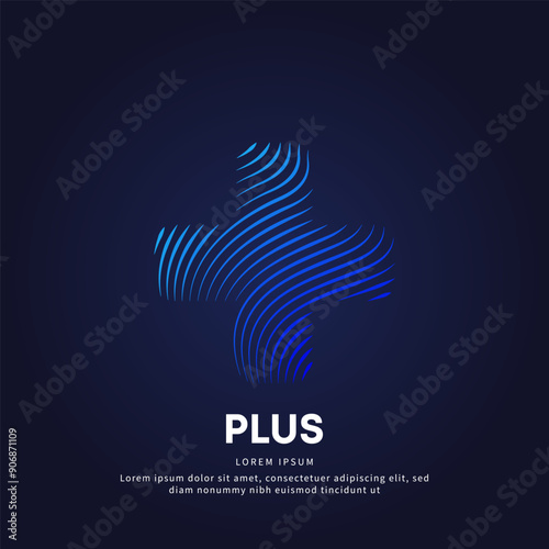 simple logo Plus Icon Illustration in a linear style. Abstract line art Plus mark Logotype concept icon. Medical symbol Vector illustration suitable for organization, company, or community. EPS 10