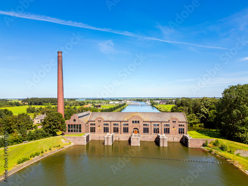 Aerial View on Woudagemaal Pumping Station in Lemmer Friesland Netherlands