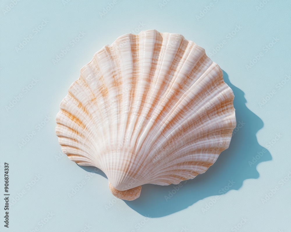 Elegant Pastel Pink Seashell on Minimalist Pastel Blue Background Soft Lighting and Serene Mood Elegant Pastel Pink Seashell on Minimalist Pastel Blue Background Soft Lighting and Serene Mood