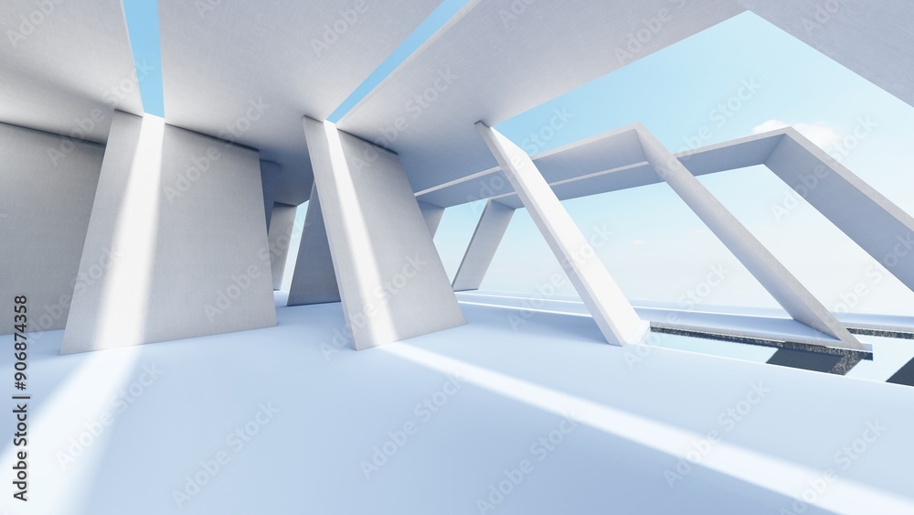 Obraz premium Architecture background geometric arched interior 3d render