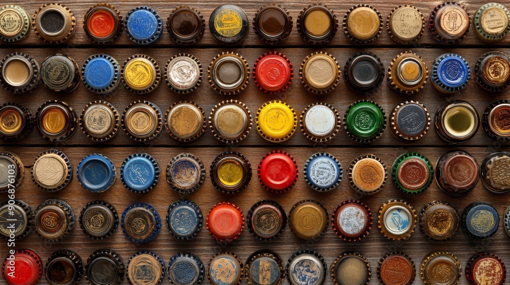 Craft Beer Bottle Caps Collection - Rustic Cabin Vibes with Nostalgic Details | Hobbyist's Delight with Blank Space for Text