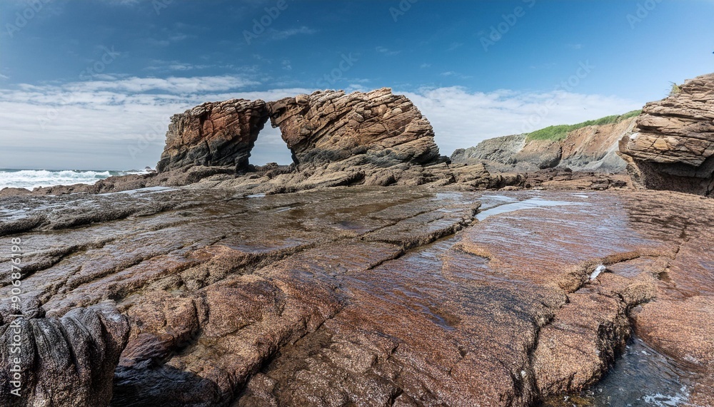 Double arch natural rock formations at Mosque Beach