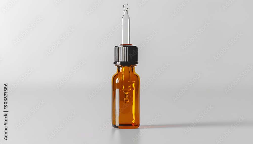 Glass ampoule with pharmaceutical product on white background Glass ampoule with pharmaceutical product on white background