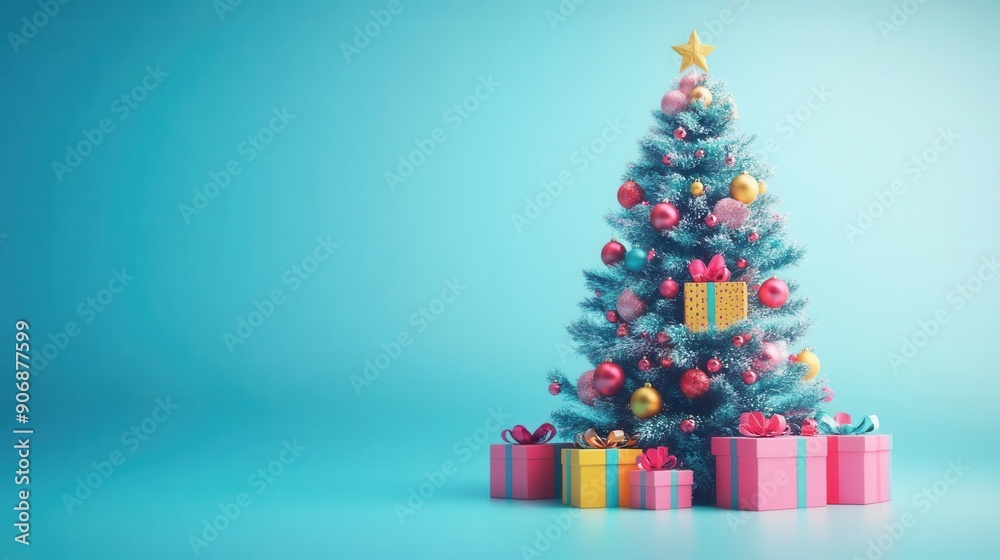 3D Realistic 8K Animation Christmas tree with AI-generated ornaments, glowing and shifting colors, high-tech environment, sleek and modern design 3D Realistic 8K Animation Christmas tree with AI-generated ornaments, glowing and shifting colors, high-tech environment, sleek and modern design