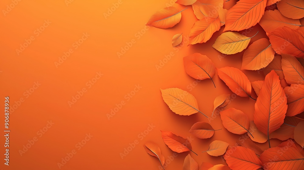Fototapeta premium Autumn banner with orange leaves