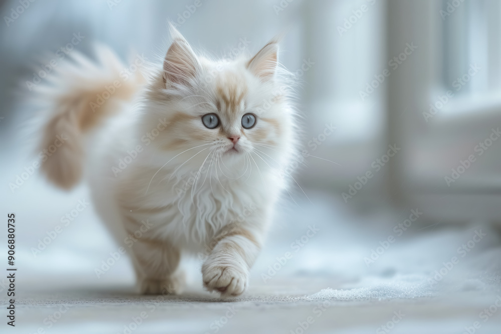Persian and Bengal cats with captivating blue eyes, posing and sitting while watching with interest Persian and Bengal cats with captivating blue eyes, posing and sitting while watching with interest
