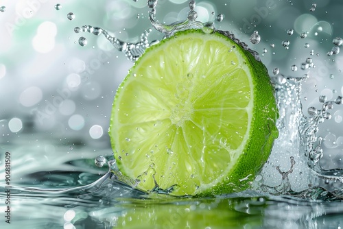 Refreshing Zest: Fresh Lime Slices in Sparkling Soda Water on a Transparent Background, the Perfect Poster for a Chill Drink Shop Ambiance