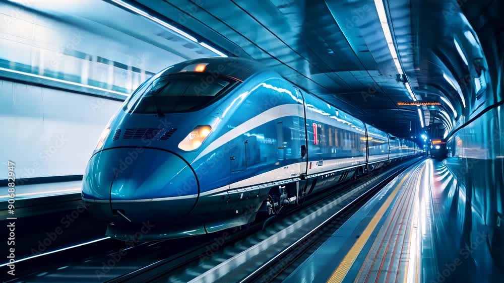 Futuristic High-Speed Train in Motion