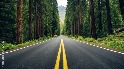 Road through Redwood Forest.