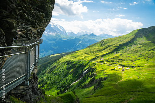 View of Grindelwald First Cliff Walk in Switzerland photo