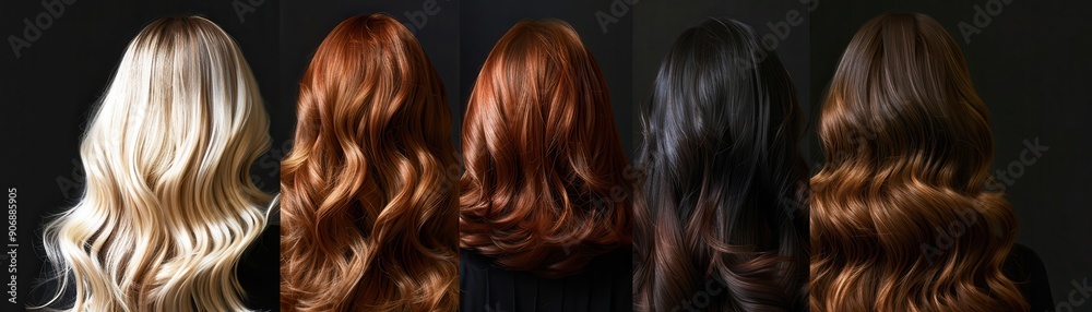 Women showcasing various shades of wavy hair. Women showcasing various shades of wavy hair.