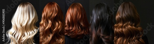 Women showcasing various shades of wavy hair.