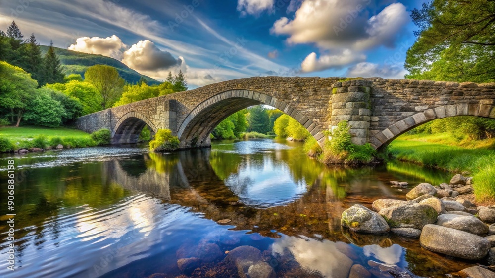 Old Stone Bridge over Tranquil River Old Stone Bridge over Tranquil River