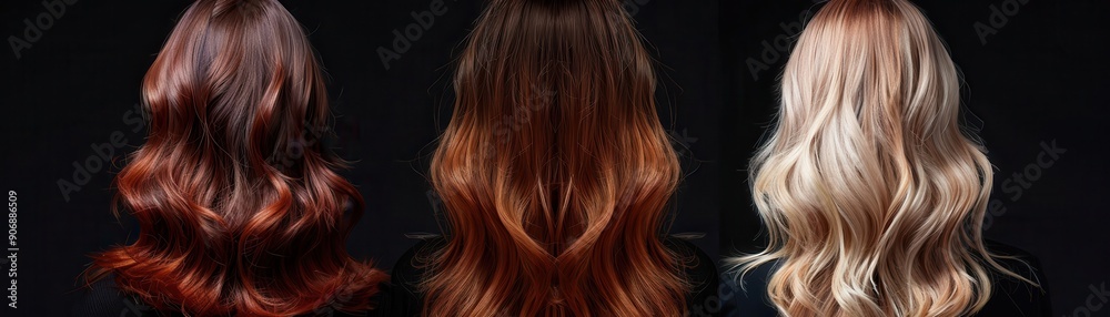Naklejka premium Women showcasing various shades of wavy hair.