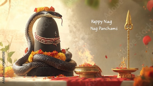 illustration of Nag Panchami with lord shiva. illustration