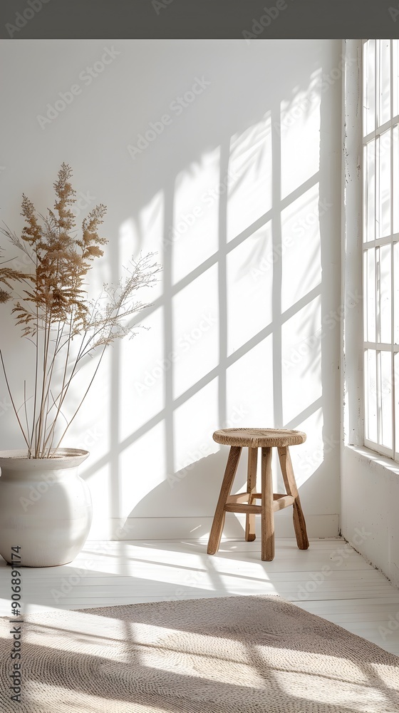 Fototapeta premium Bright and Minimalist Studio Table with Natural Lighting for Product Display