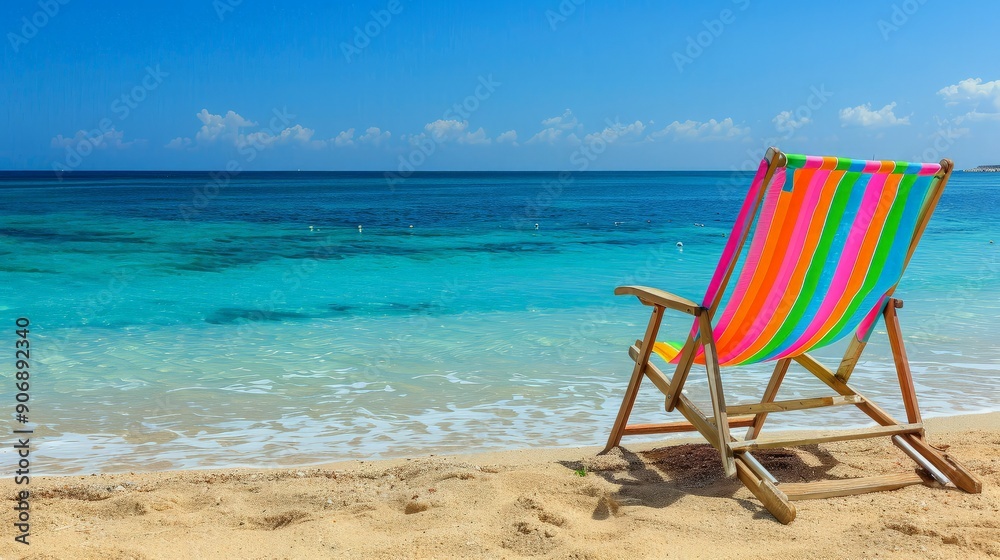Relaxing Beach Chair by the Turquoise Sea Relaxing Beach Chair by the Turquoise Sea