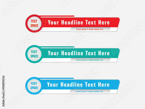 PrintColorful lower thirds set template vector, Set of TV banners and bars for news and sport channels,
