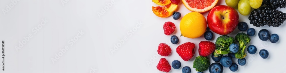 Colorful Fruits and Berries on White Background. Colorful Fruits and Berries on White Background.