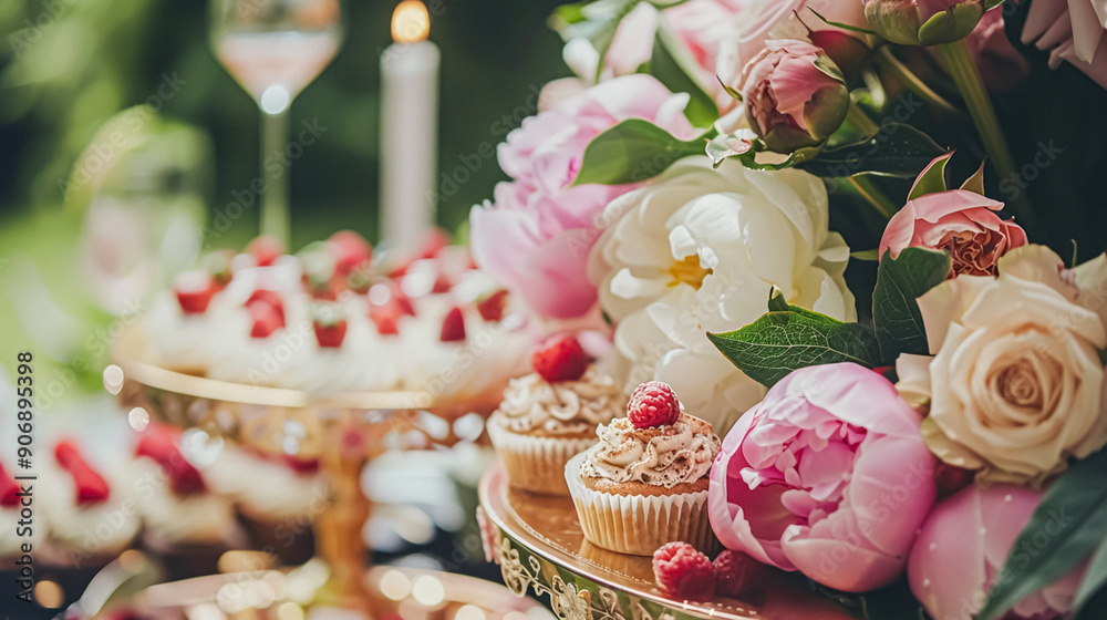 Wedding decoration with peonies, floral decor and event celebration, peony flowers and wedding ceremony in the garden, English country style Wedding decoration with peonies, floral decor and event celebration, peony flowers and wedding ceremony in the garden, English country style