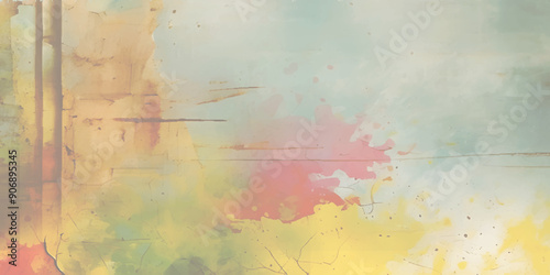 Abstract colorful grunge painting wall vector with expressionism elements. Brush stroked painting and strokes of paint 2D Illustration.