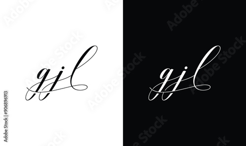 G j l letter luxury premium vector logo template, letter gjl script logo