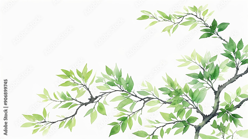 a watercolor painting of a tree with green leaves a watercolor painting of a tree with green leaves