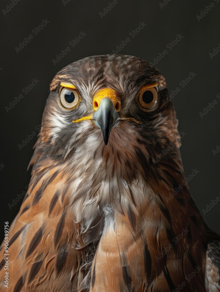 Intimate Portrait of a Hawk with Striking Yellow Eyes Intimate Portrait of a Hawk with Striking Yellow Eyes