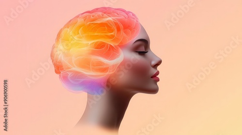 Woman with Colorful Brain.