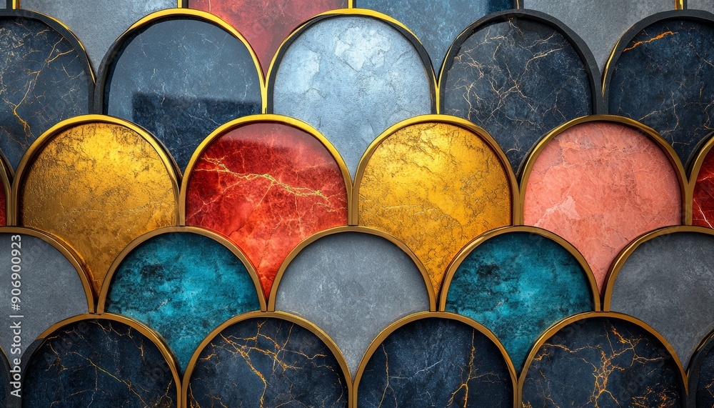 Abstract Geometric Pattern with Marble and Gold Accents. Abstract Geometric Pattern with Marble and Gold Accents.