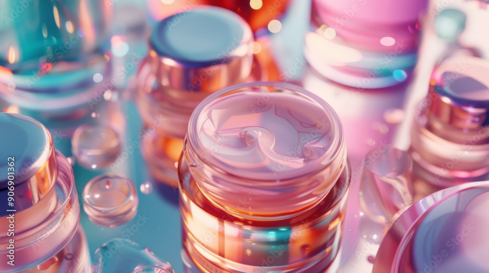 Pink Cream Jar with Flower. Pink Cream Jar with Flower.