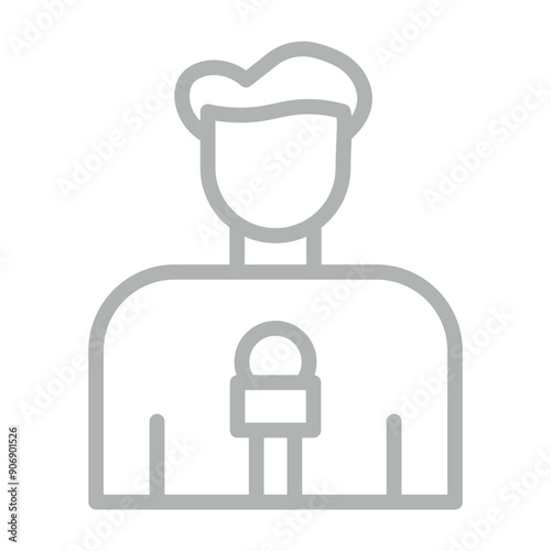 News reporter Vector Line Grey Icon Design